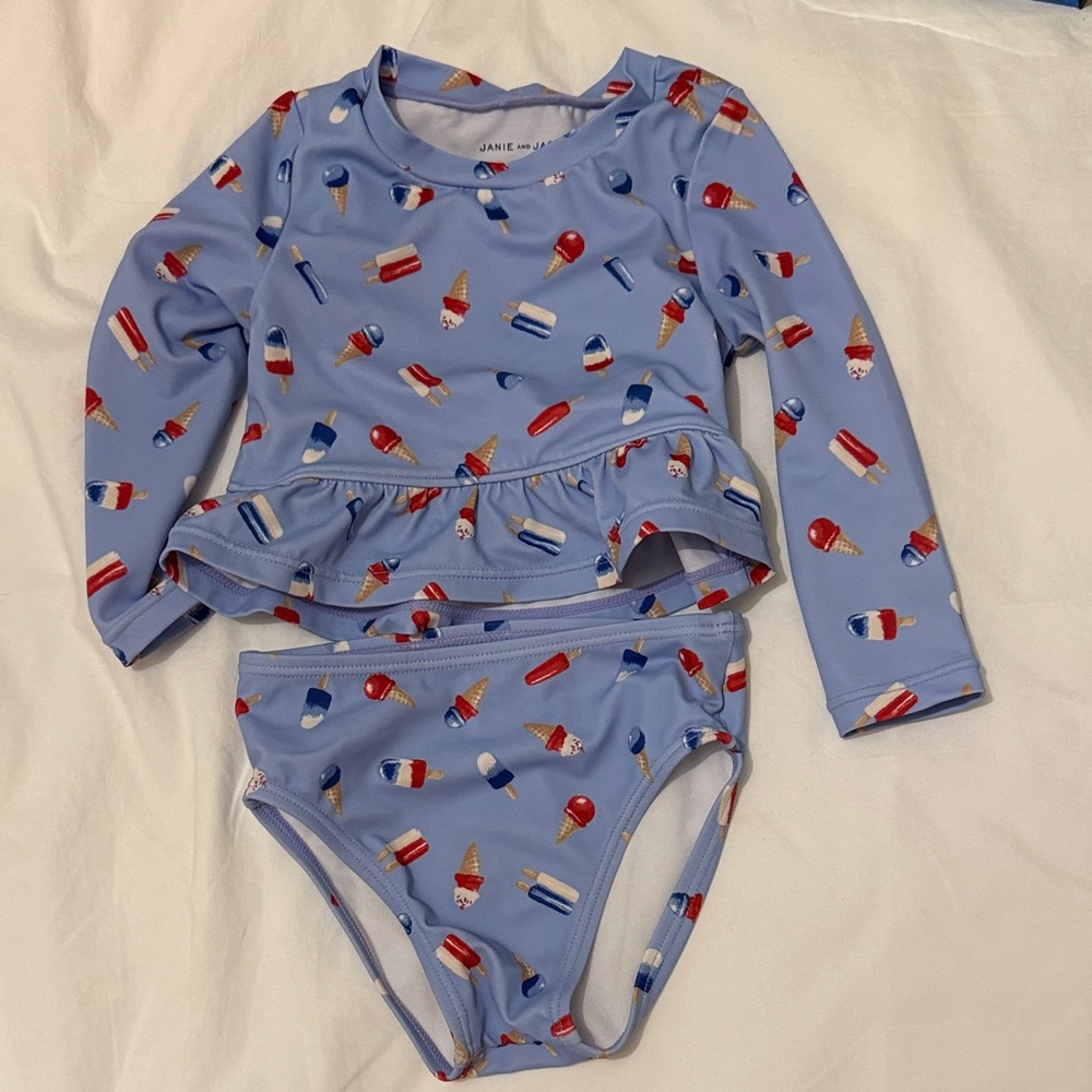 Janie and Jack Blue Ice Cream Rashguard Set